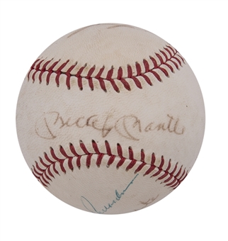 1966 New York Yankees Multi-Signed Baseball With 5 Signatures Including Mickey Mantle and Roger Maris (Beckett)